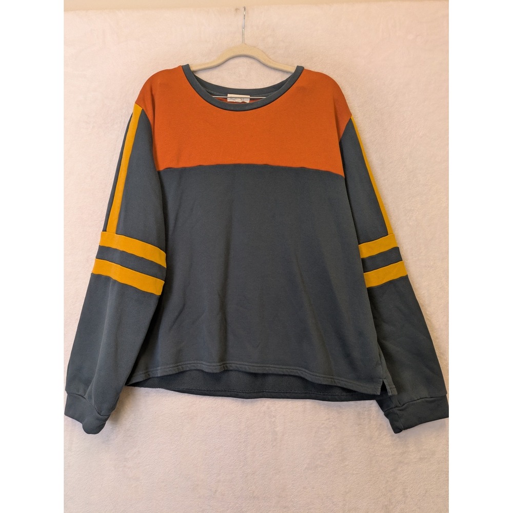 ROOLEE Women's Size 3X Colorblock Crewneck Sweatshirt Orange Navy Yellow